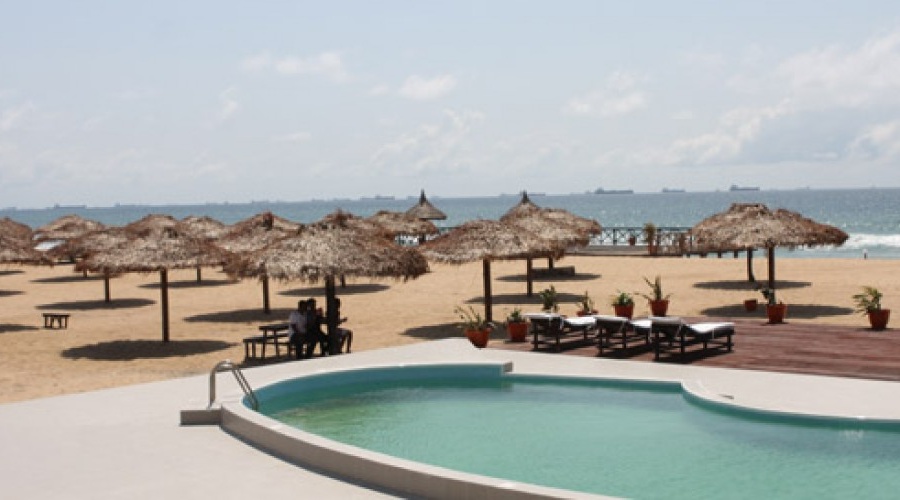 Pool and waterfront surroundings at Inagbe Grand Resort
